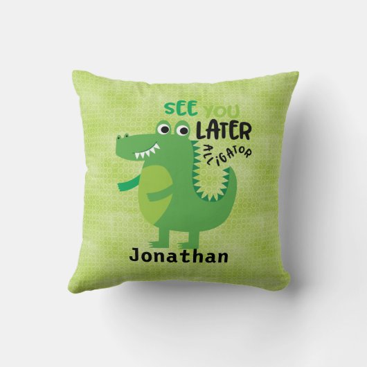 グリーンSee You Later パーソナライズされた Aligator クッション (裏面)