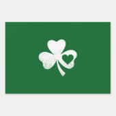 グリーンSt patricks dayアイリッシュパティーズハートシャムロック ラッピングペーパーシート (正面)