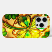 グリーンSt patricks dayステンドグラス効果クローバー Case-Mate iPhoneケース (裏面 (横))