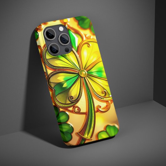 グリーンSt patricks dayステンドグラス効果クローバー Case-Mate iPhoneケース