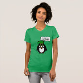 グリーンSt pattys dayペンギンTシャツ（女性用） Tシャツ (正面フル)