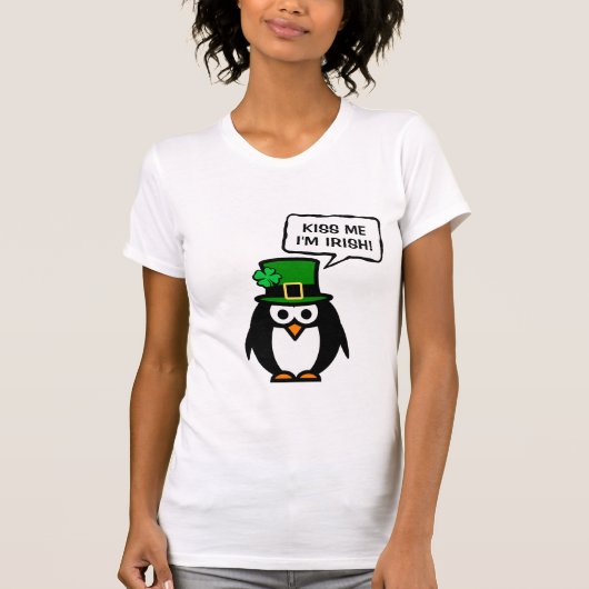グリーンSt pattys dayペンギンTシャツ(女性用) Tシャツ (正面)