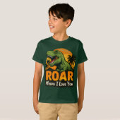 グリーンT-Rex恐竜 "吠えるは愛を意味する" キッズ Tシャツ (正面フル)