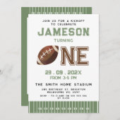 グリーンTouchラインズサッカー1st誕生日招待状 招待状 (正面/裏面)