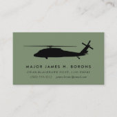 グリーンUH-60ブラックホーク軍隊パイロット 名刺 (正面)