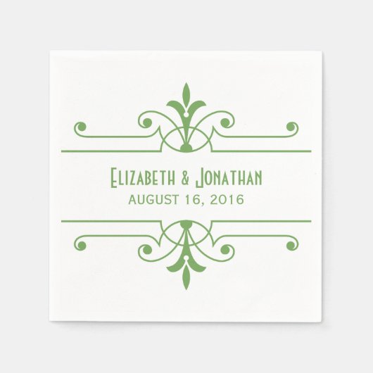 グリーンv2装飾ファンシー紙ナプキンス スタンダードカクテルナプキン (正面)