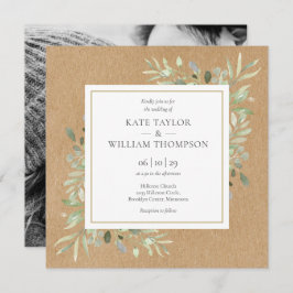 グリー素朴ニー・クラフト・フ結婚ォトズ 招待状