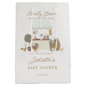 グリー農家市場ローカル成長ベビーシャワーの好意 ミディアムペーパーバッグ (裏面)