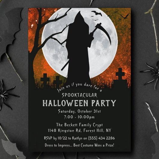 グリ不気味ームリーパー墓地ハローウィンパーティ 招待状