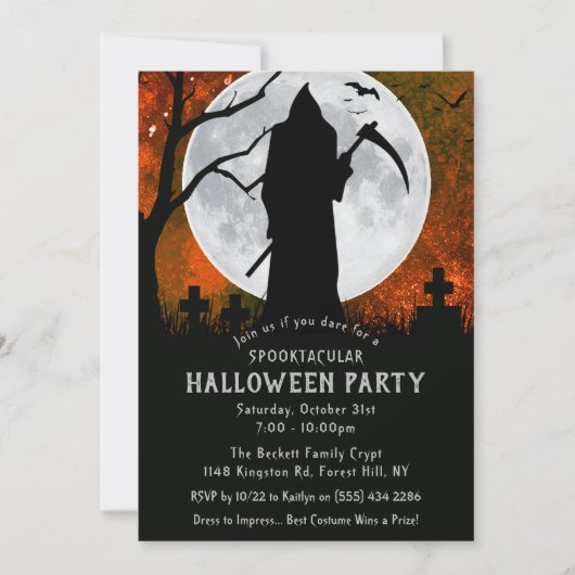 グリ不気味ームリーパー墓地ハローウィンパーティ 招待状 (正面)