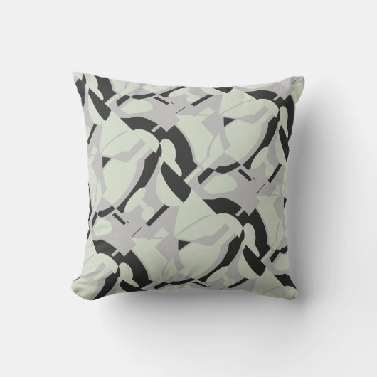 グリ淡い色のーングレーブラック対角抽象芸術プリント クッション (正面)