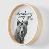 グリ素朴ズリーベアキャビンDecorモノグラム 壁時計 (傾斜)