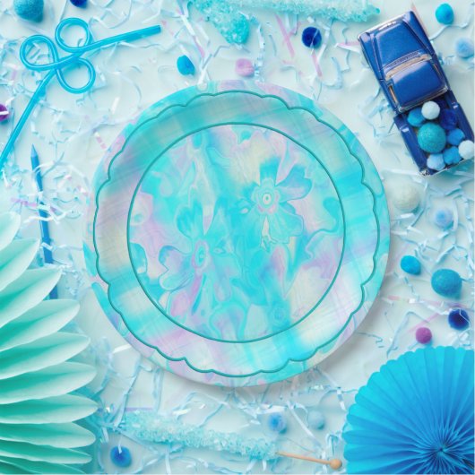 グリ絵を描ング – 花模様 – 格子状 – 三 – ホタテ ペーパープレート (パーティー)