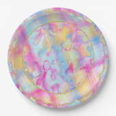 グリ絵を描ン-花模様 – 格子状 – 五 – ホタテ –  ペーパープレート (正面)