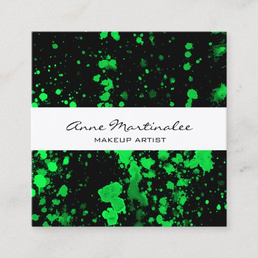 グリ絵を描ーン(ばちゃばちゃ)跳ねるオンブラックスクエア名刺 スクエア名刺 (正面)