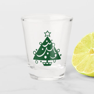 グリ飾ーンクリスマスツリーイラストレーションオン翔 ショットグラス