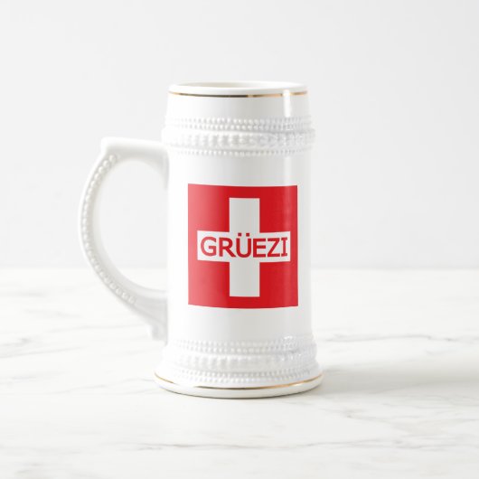 グルエズィスイス国旗 ビールジョッキ (左)