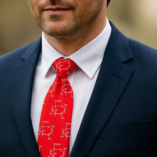 グルコース分子化学科学をテーマにした赤 ネクタイ