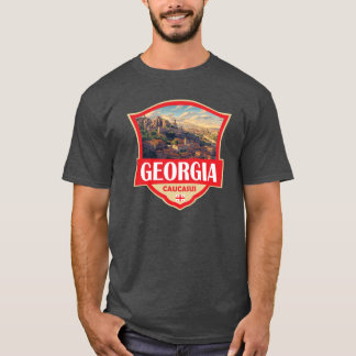 グルジアの国イラスト レトロなバッジ オーバーサイズ Tシャツ