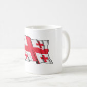 グルジアの旗 赤と白の五つの十字架の波 コーヒーマグカップ (正面右)