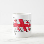 グルジアの旗 赤と白の五つの十字架の波 コーヒーマグカップ (中央)