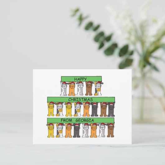 グルジアの猫たちによるクリスマスおめでとう シーズンポストカード (スタンド正面)