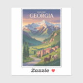 グルジアコーカサス山脈トラベルアートヴィンテージ シール (シート)