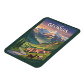 グルジアコーカサス山脈トラベルアートヴィンテージ マグネット (左側)