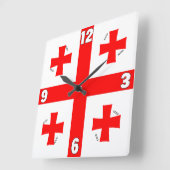 グルジアフラグ番号赤白十字 スクエア壁時計 (傾斜)