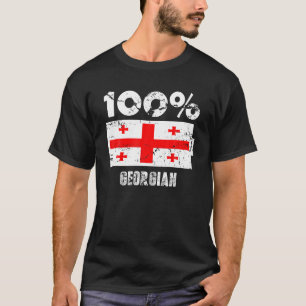グルジア国旗のサポート 100%ジョージアのバッテリ電源 Tシャツ