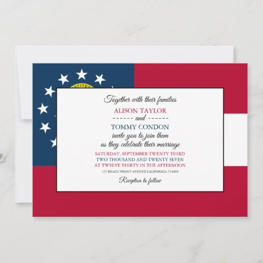 グルジア国旗、グルジア結婚国旗 招待状 (正面)