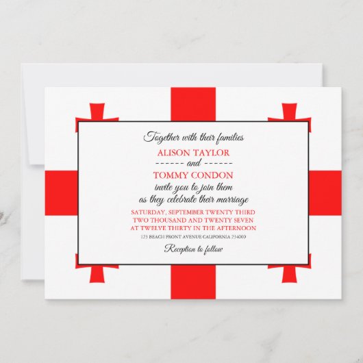 グルジア国旗、グルジア結婚国旗 招待状 (正面)