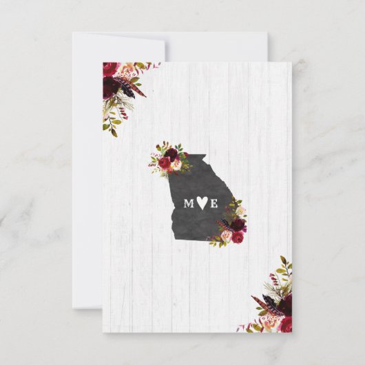 グルジア州素朴目的地ウェディングRSVP 出欠カード (裏面)