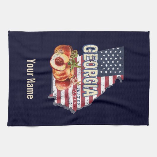 グルジア統一された州レトロ州マップヴィンテージUSA キッチンタオル (横)