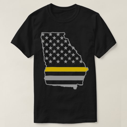 グルジア薄型金ゴールド線旗警察署911 Di Tシャツ (デザイン正面)