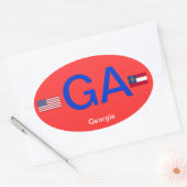 グルジア*ユーロスタイルバンパーステッカー 楕円形シール (封筒)