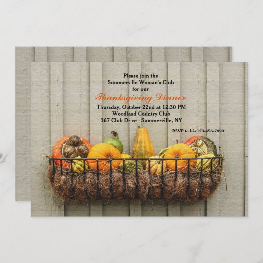 グルズ感謝祭招待状 招待状 (正面/裏面)