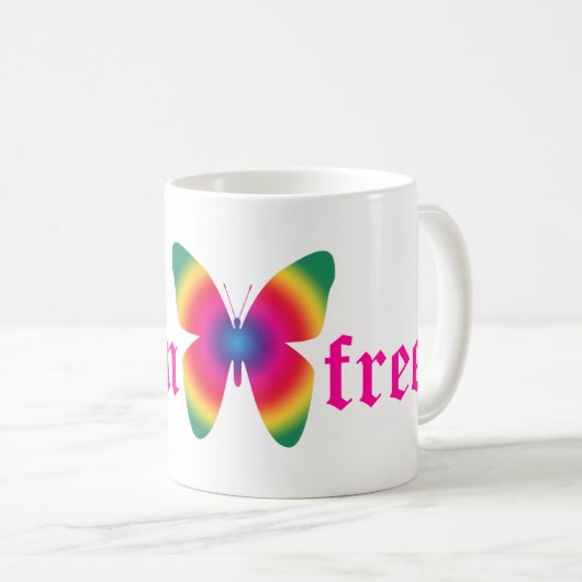 グルテンなしの蝶(多彩の)大きいマグ コーヒーマグカップ (正面右)