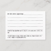 グルテンのドジャースの食事カード 名刺 (裏面)