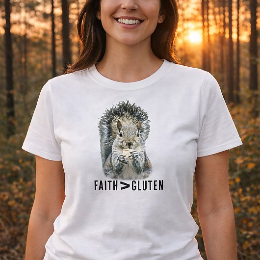 グルテンより信仰心 リス クリスチャン ユーモア Tシャツ