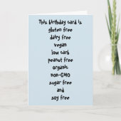 グルテンデイリーシュガー大豆カーブフリーおもしろい誕生日 カード (正面)