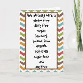 グルテンデイリーシュガー大豆カーブフリーおもしろい誕生日 カード (正面)