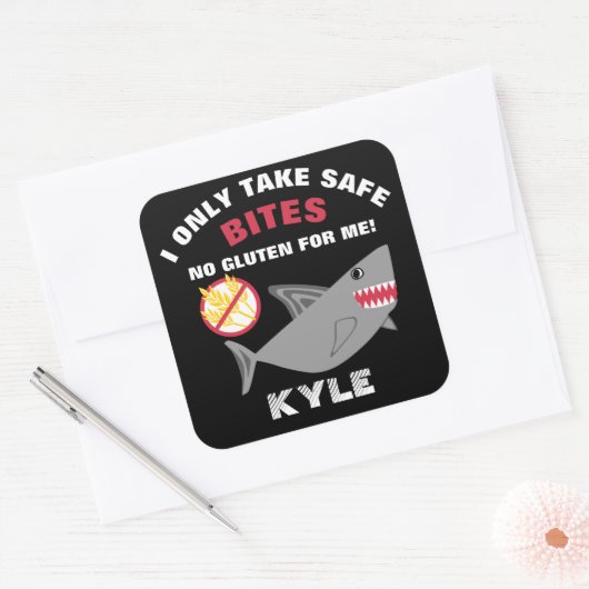 グルテンフリーのサメ私が安全な刺し傷の子供を取る スクエアシール (封筒)