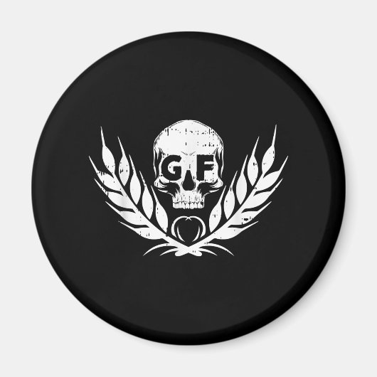 グルテンフリークールスカル戦士ギフト マグネット (正面)