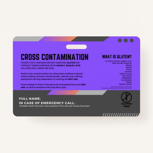 グルテンフリーダイニングレストラン安全カード バッジ (裏面)