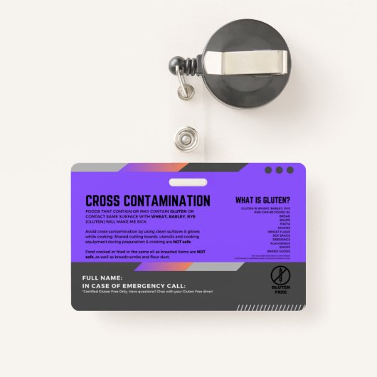 グルテンフリーダイニングレストラン安全カード バッジ (裏面リトラクタブル付き)