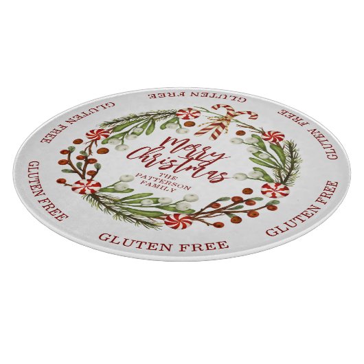 グルテンフリーメリークリスマスキャンディーケーンフローラ カッティングボード (角)