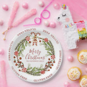 グルテンフリーメリークリスマスキャンディーケーンフローラ ペーパープレート (パーティー)
