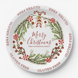 グルテンフリーメリークリスマスキャンディーケーンフローラ ペーパープレート
