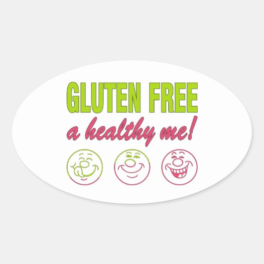 グルテンフリー健康な私！グルテンアレルギー性腹腔 楕円形シール (正面)